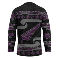 New Zealand Christmas Hockey Jersey Meri Kirihimete Silver Fern Knit Style Purple Color LT03 - Polynesian Pride