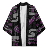 New Zealand Christmas Kimono Meri Kirihimete Silver Fern Knit Style Purple Color LT03 Unisex Purple - Polynesian Pride
