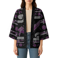 New Zealand Christmas Kimono Meri Kirihimete Silver Fern Knit Style Purple Color LT03 - Polynesian Pride