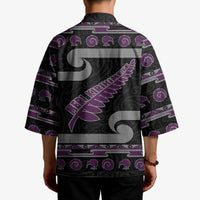 New Zealand Christmas Kimono Meri Kirihimete Silver Fern Knit Style Purple Color LT03 - Polynesian Pride