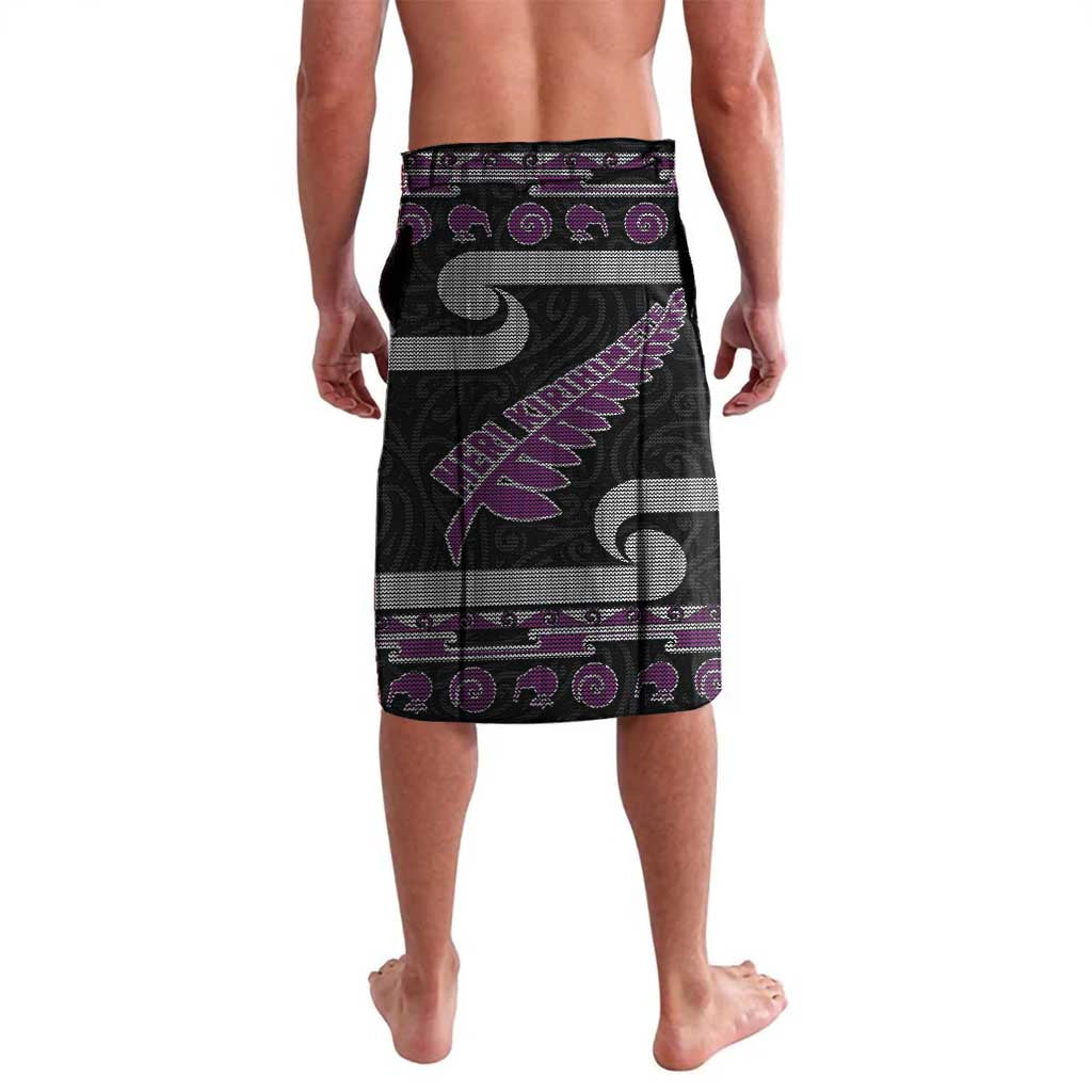 New Zealand Christmas Lavalava Meri Kirihimete Silver Fern Knit Style Purple Color LT03 - Polynesian Pride