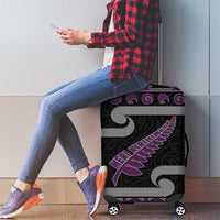 New Zealand Christmas Luggage Cover Meri Kirihimete Silver Fern Knit Style Purple Color LT03 - Polynesian Pride