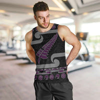 New Zealand Christmas Men Tank Top Meri Kirihimete Silver Fern Knit Style Purple Color LT03 Purple - Polynesian Pride