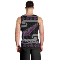 New Zealand Christmas Men Tank Top Meri Kirihimete Silver Fern Knit Style Purple Color LT03 - Polynesian Pride