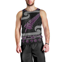 New Zealand Christmas Men Tank Top Meri Kirihimete Silver Fern Knit Style Purple Color LT03 - Polynesian Pride