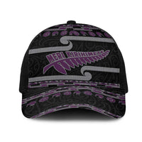 New Zealand Christmas Mesh Trucker Cap Meri Kirihimete Silver Fern Knit Style Purple Color LT03 One Size Black Purple - Polynesian Pride