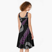 New Zealand Christmas Midi Dress Meri Kirihimete Silver Fern Knit Style Purple Color LT03 - Polynesian Pride