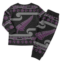 New Zealand Christmas Pajama Set Meri Kirihimete Silver Fern Knit Style Purple Color LT03 - Polynesian Pride