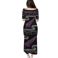 New Zealand Christmas Puletasi Meri Kirihimete Silver Fern Knit Style Purple Color LT03 - Polynesian Pride
