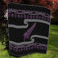 New Zealand Christmas Quilt Meri Kirihimete Silver Fern Knit Style Purple Color - Polynesian Pride