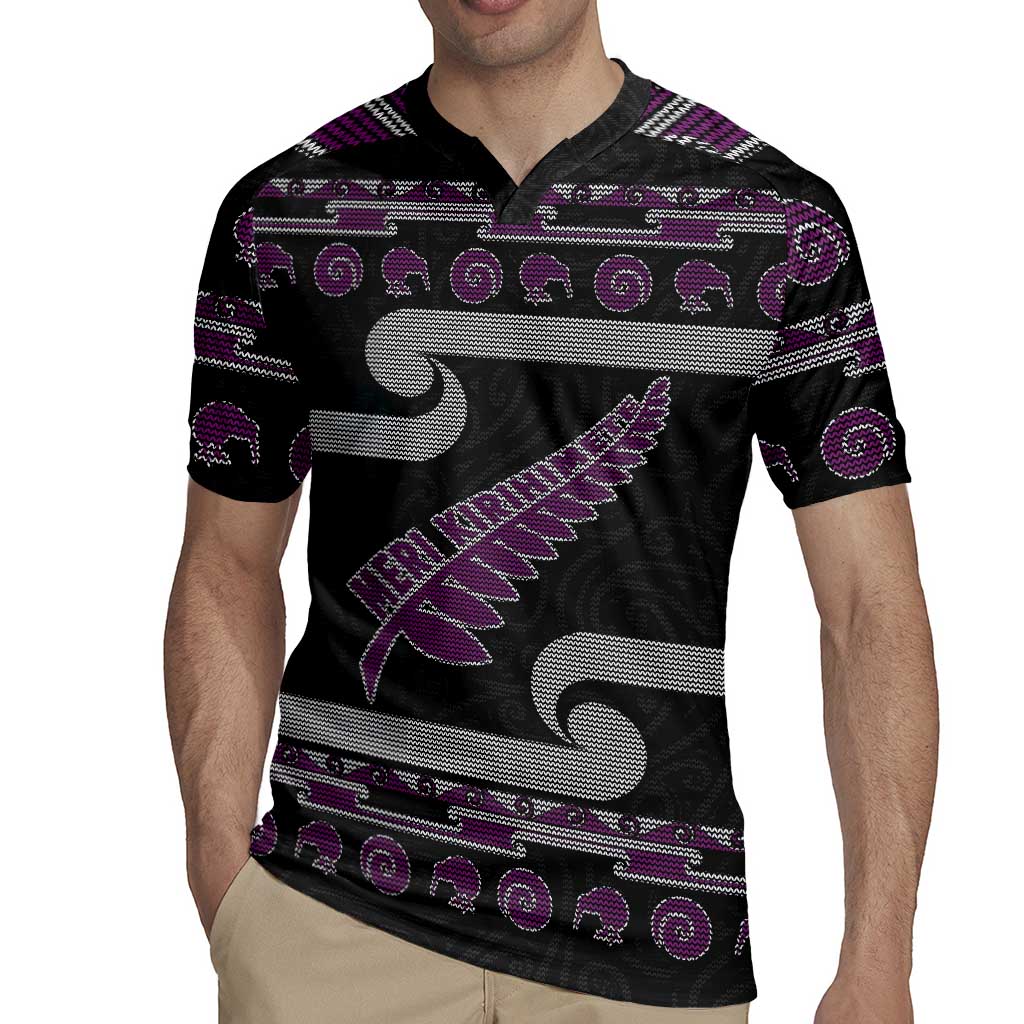 New Zealand Christmas Rugby Jersey Meri Kirihimete Silver Fern Knit Style Purple Color LT03 - Polynesian Pride