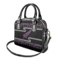 New Zealand Christmas Shoulder Handbag Meri Kirihimete Silver Fern Knit Style Purple Color LT03 - Polynesian Pride