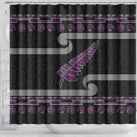 New Zealand Christmas Shower Curtain Meri Kirihimete Silver Fern Knit Style Purple Color LT03 - Polynesian Pride
