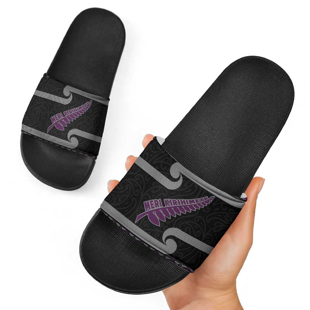New Zealand Christmas Slide Sandals Meri Kirihimete Silver Fern Knit Style Purple Color LT03 - Polynesian Pride