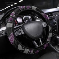 New Zealand Christmas Steering Wheel Cover Meri Kirihimete Silver Fern Knit Style Purple Color LT03 Universal Fit Purple - Polynesian Pride