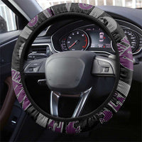 New Zealand Christmas Steering Wheel Cover Meri Kirihimete Silver Fern Knit Style Purple Color LT03 - Polynesian Pride