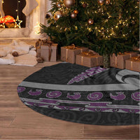 New Zealand Christmas Tree Skirt Meri Kirihimete Silver Fern Knit Style Purple Color LT03 - Polynesian Pride
