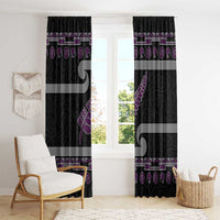 New Zealand Christmas Window Curtain Meri Kirihimete Silver Fern Knit Style Purple Color LT03 - Polynesian Pride