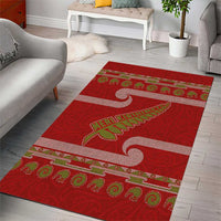 New Zealand Christmas Area Rug Meri Kirihimete Silver Fern Knit Style Green Color LT03 - Polynesian Pride