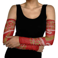 New Zealand Christmas Arm Sleeves Meri Kirihimete Silver Fern Knit Style Green Color LT03 - Polynesian Pride