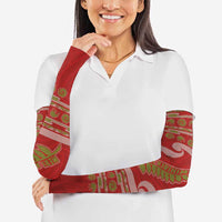 New Zealand Christmas Arm Sleeves Meri Kirihimete Silver Fern Knit Style Green Color LT03 - Polynesian Pride