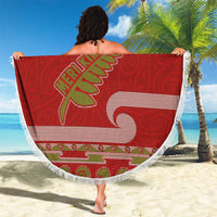 New Zealand Christmas Beach Blanket Meri Kirihimete Silver Fern Knit Style Green Color LT03 - Polynesian Pride