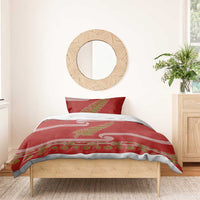 New Zealand Christmas Bedding Set Meri Kirihimete Silver Fern Knit Style Green Color - Polynesian Pride