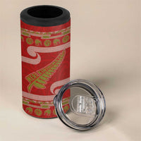 New Zealand Christmas 4 in 1 Can Cooler Tumbler Meri Kirihimete Silver Fern Knit Style Green Color LT03 - Polynesian Pride
