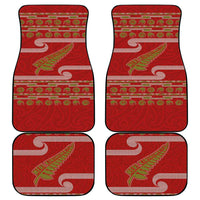 New Zealand Christmas Car Mats Meri Kirihimete Silver Fern Knit Style Green Color LT03 - Polynesian Pride