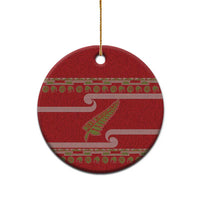 New Zealand Christmas Ceramic Ornament Meri Kirihimete Silver Fern Knit Style Green Color LT03 - Polynesian Pride