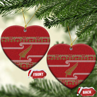New Zealand Christmas Ceramic Ornament Meri Kirihimete Silver Fern Knit Style Green Color LT03 Heart Green - Polynesian Pride