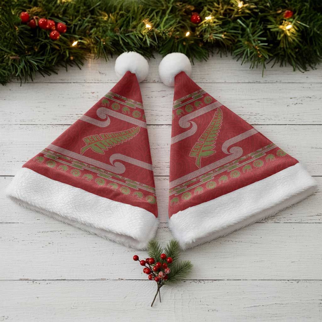 New Zealand Christmas Santa Hat Meri Kirihimete Silver Fern Knit Style Green Color LT03 - Polynesian Pride