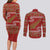 New Zealand Christmas Couples Matching Long Sleeve Bodycon Dress and Long Sleeve Button Shirt Meri Kirihimete Silver Fern Knit Style Green Color - Polynesian Pride