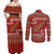 New Zealand Christmas Couples Matching Off Shoulder Maxi Dress and Long Sleeve Button Shirt Meri Kirihimete Silver Fern Knit Style Green Color - Polynesian Pride