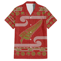 New Zealand Christmas Family Matching Long Sleeve Bodycon Dress and Hawaiian Shirt Meri Kirihimete Silver Fern Knit Style Green Color LT03 Dad's Shirt - Short Sleeve Green - Polynesian Pride