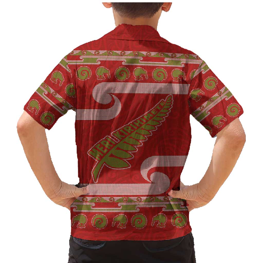 New Zealand Christmas Family Matching Mermaid Dress and Hawaiian Shirt Meri Kirihimete Silver Fern Knit Style Green Color LT03 - Polynesian Pride