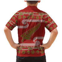 New Zealand Christmas Family Matching Mermaid Dress and Hawaiian Shirt Meri Kirihimete Silver Fern Knit Style Green Color LT03 - Polynesian Pride