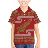 New Zealand Christmas Family Matching Mermaid Dress and Hawaiian Shirt Meri Kirihimete Silver Fern Knit Style Green Color LT03 Son's Shirt Green - Polynesian Pride