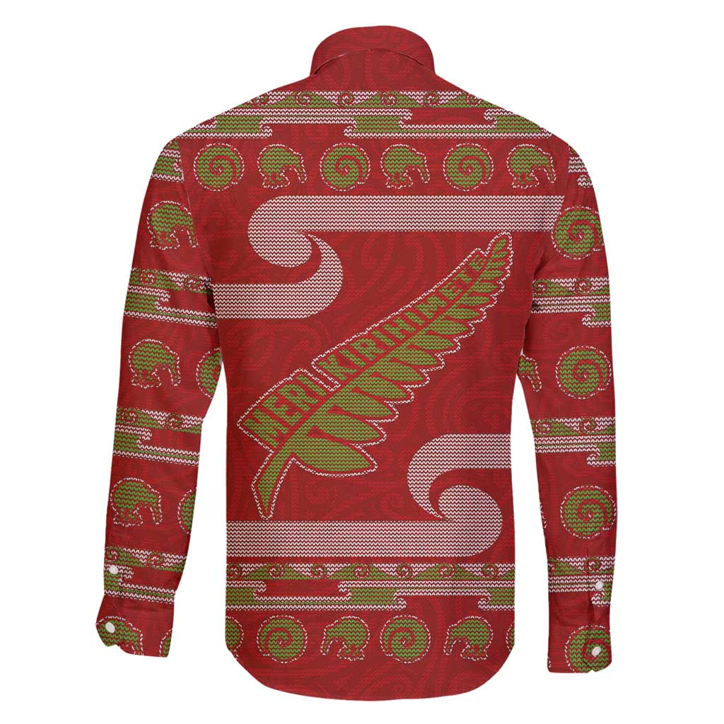 New Zealand Christmas Family Matching Puletasi and Hawaiian Shirt Meri Kirihimete Silver Fern Knit Style Green Color - Polynesian Pride