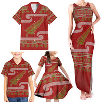 New Zealand Christmas Family Matching Tank Maxi Dress and Hawaiian Shirt Meri Kirihimete Silver Fern Knit Style Green Color LT03 - Polynesian Pride