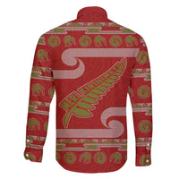 New Zealand Christmas Family Matching Tank Maxi Dress and Hawaiian Shirt Meri Kirihimete Silver Fern Knit Style Green Color LT03 - Polynesian Pride