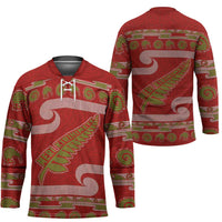 New Zealand Christmas Hockey Jersey Meri Kirihimete Silver Fern Knit Style Green Color LT03 - Polynesian Pride