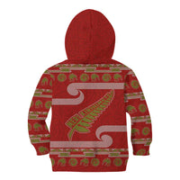 New Zealand Christmas Kid Hoodie Meri Kirihimete Silver Fern Knit Style Green Color LT03 - Polynesian Pride