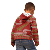 New Zealand Christmas Kid Hoodie Meri Kirihimete Silver Fern Knit Style Green Color LT03 - Polynesian Pride