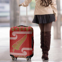 New Zealand Christmas Luggage Cover Meri Kirihimete Silver Fern Knit Style Green Color LT03 - Polynesian Pride