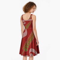 New Zealand Christmas Midi Dress Meri Kirihimete Silver Fern Knit Style Green Color LT03 - Polynesian Pride