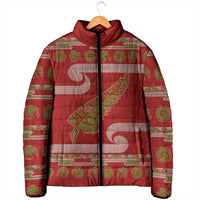 New Zealand Christmas Padded Jacket Meri Kirihimete Silver Fern Knit Style Green Color - Polynesian Pride