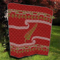 New Zealand Christmas Quilt Meri Kirihimete Silver Fern Knit Style Green Color - Polynesian Pride