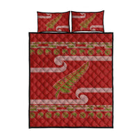 New Zealand Christmas Quilt Bed Set Meri Kirihimete Silver Fern Knit Style Green Color LT03 - Polynesian Pride