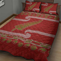 New Zealand Christmas Quilt Bed Set Meri Kirihimete Silver Fern Knit Style Green Color LT03 - Polynesian Pride